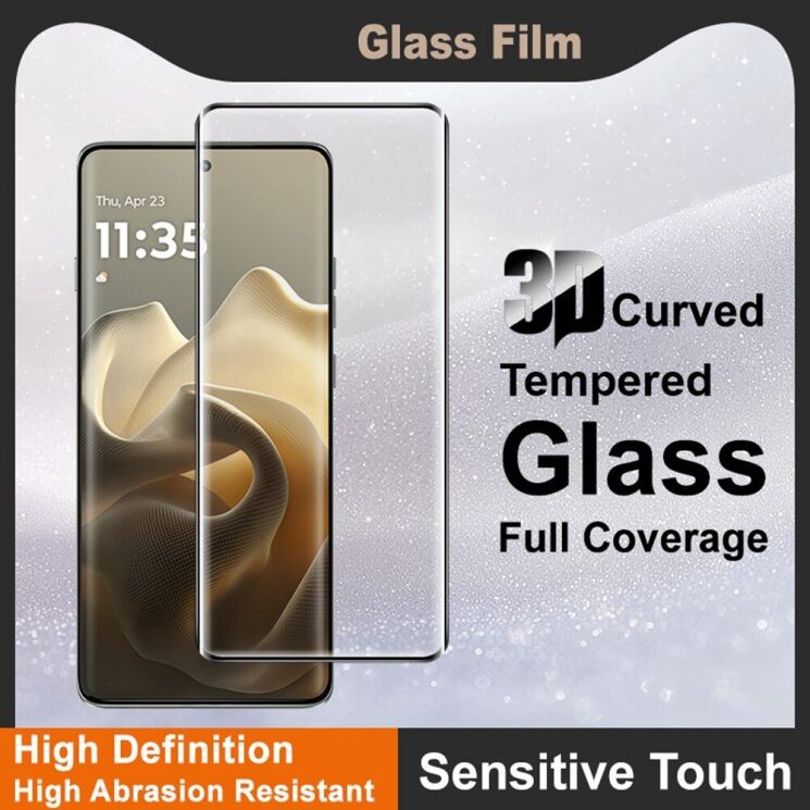 Захисне скло IMAK 3D Curved Full Covering (Fingerprint Unlock) для Motorola Edge 60 / Edge 60 Pro / Edge 60 Fusion - Black: фото 4 з 13