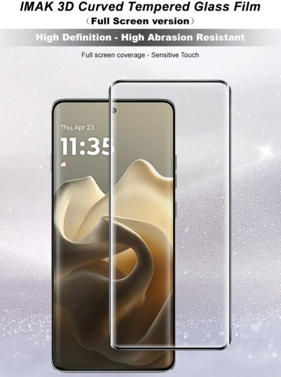 Захисне скло IMAK 3D Curved Full Covering (Fingerprint Unlock) для Motorola Edge 60 / Edge 60 Pro / Edge 60 Fusion - Black: фото 10 з 13