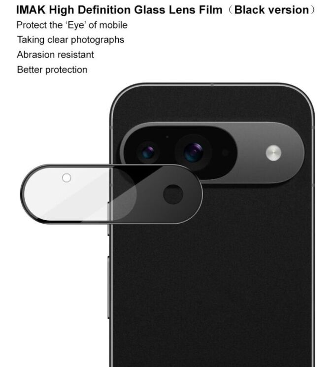 Защитное стекло на камеру IMAK Black Glass Lens для Google Pixel 9 - Black: фото 6 из 9