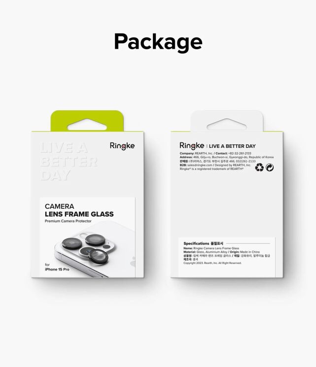 Защитное стекло Ringke Camera Lens Frame Glass для Apple iPhone 15 Pro Max - Black: фото 14 из 14