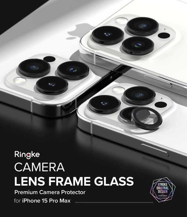 Защитное стекло Ringke Camera Lens Frame Glass для Apple iPhone 15 Pro Max - Black: фото 2 из 14