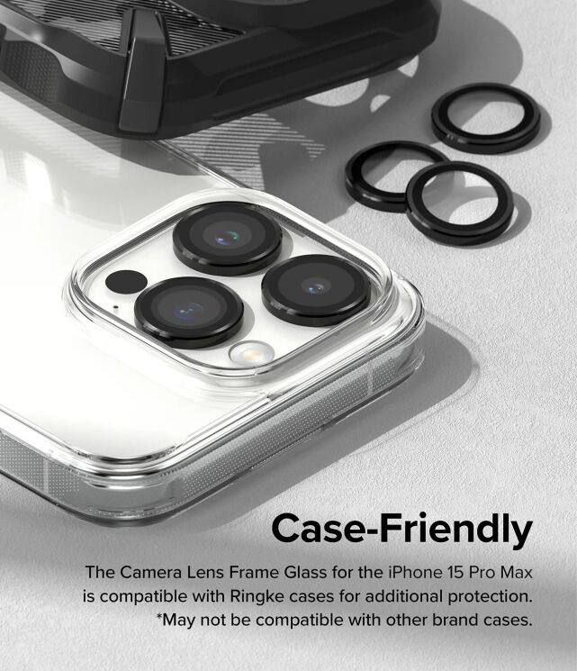Защитное стекло Ringke Camera Lens Frame Glass для Apple iPhone 15 Pro Max - Black: фото 9 из 14
