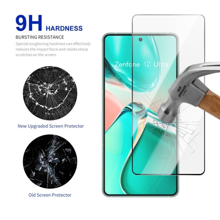 Защитное стекло RURIHAI Full Glue Screen Protect для ASUS Zenfone 12 Ultra - Black: фото 2 из 6