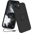 Силиконовый (TPU) чехол с кольцом Deexe Color Shell для iPhone 15 - Black (329561B)