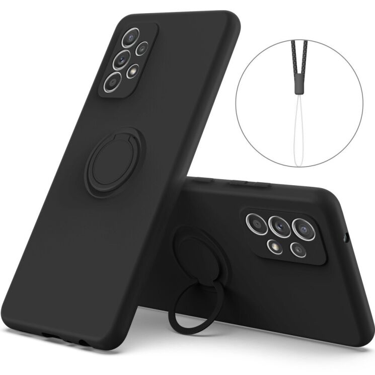 Захисний чохол Deexe Color Shell with Strap для Samsung Galaxy A53 (A536) - Black: фото 1 з 7