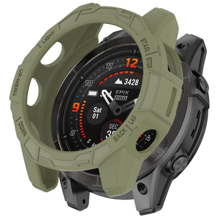 Захисний чохол Deexe Hollow Cover для Garmin Fenix 7S Pro / 7S / Epix Pro (Gen 2) 42mm - Jungle Green: фото 1 з 8