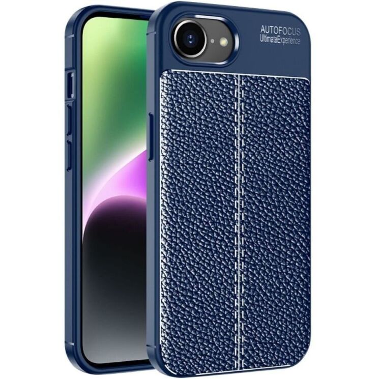 Захисний чохол Deexe Leather Cover для Apple iPhone 16e - Blue: фото 1 з 7