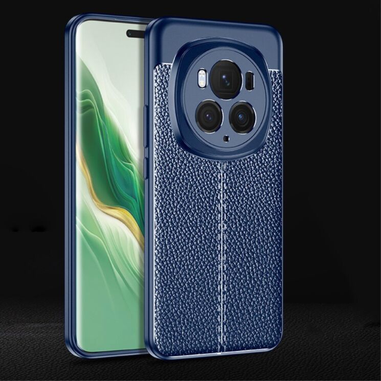 Защитный чехол Deexe Leather Cover для Honor Magic 6 Pro - Blue: фото 2 из 9