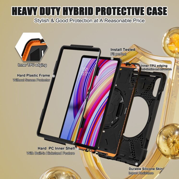 Защитный чехол Deexe Rotation Hybrid для Xiaomi Redmi Pad Pro / Poco Pad - Red: фото 7 из 14