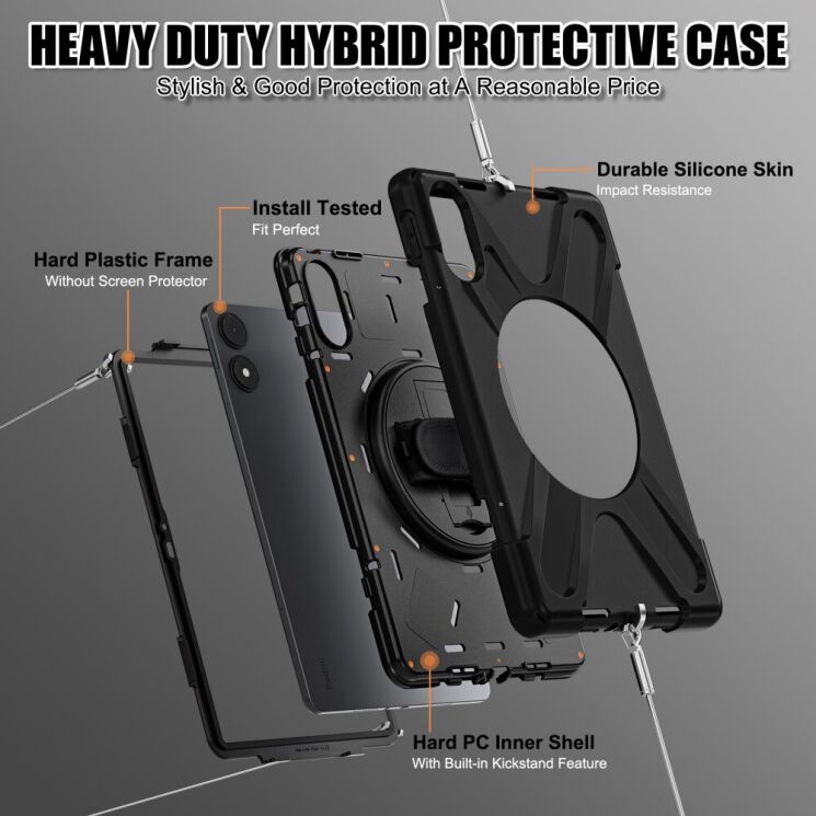Защитный чехол Deexe Rotation Hybrid для Xiaomi Redmi Pad Pro / Poco Pad - Red: фото 8 из 14