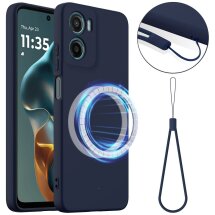 Захисний чохол Deexe Silicone Case with MagSafe для Motorola Moto G05 / Moto E15 - Dark Blue: фото 1 з 8