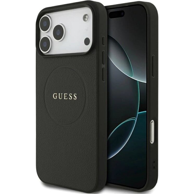 Защитный чехол Guess Grained Ring MagSafe для iPhone 17 Pro Max (GUHMP17XPGHSMMK) - Black (402885B) Защитный чехол Guess Grained Ring MagSafe для iPhone 17 Pro Max (GUHMP17XPGHSMMK) - Black: фото 1 из 9