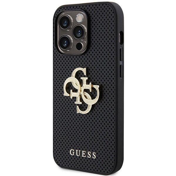 Защитный чехол Guess Perforated Glitter Logo для Apple iPhone 15 Pro Max - Black: фото 2 из 8