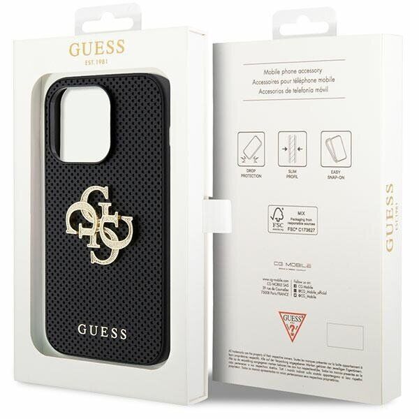 Защитный чехол Guess Perforated Glitter Logo для Apple iPhone 15 Pro Max - Black: фото 8 из 8