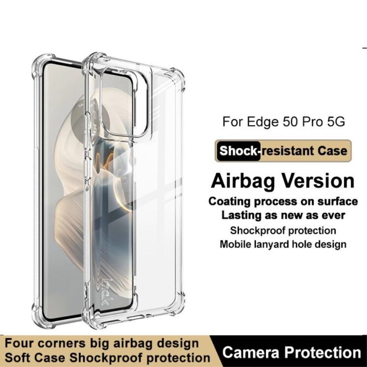Защитный чехол IMAK Airbag MAX Case для Motorola Edge 50 Pro - Transparent Black: фото 6 из 13