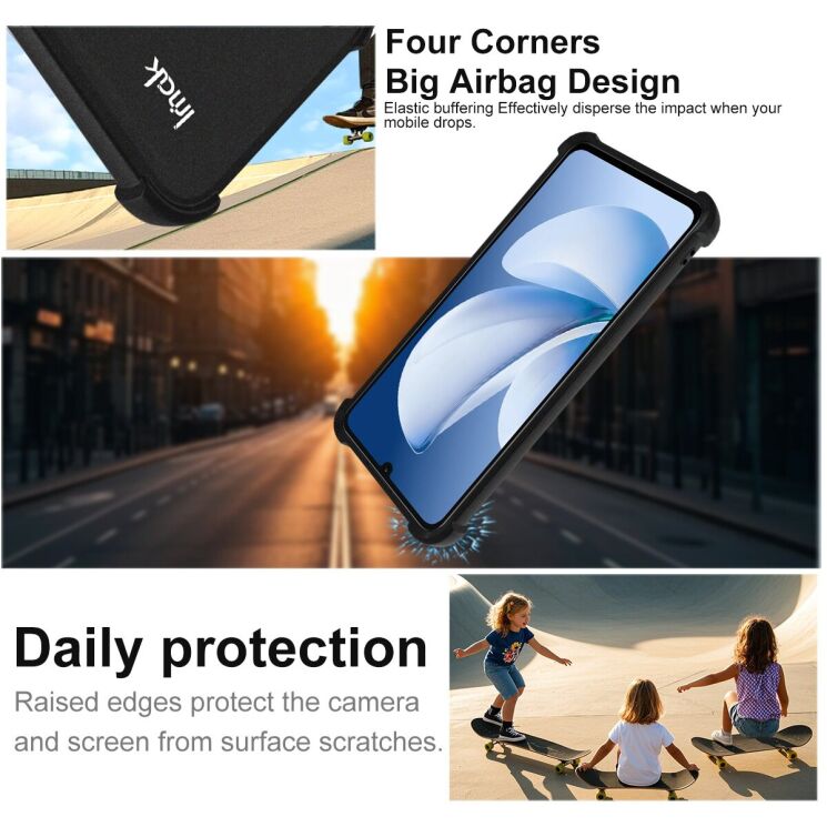 Захисний чохол IMAK Airbag Sand Case для Realme Note 70 - Matte Black: фото 6 з 9