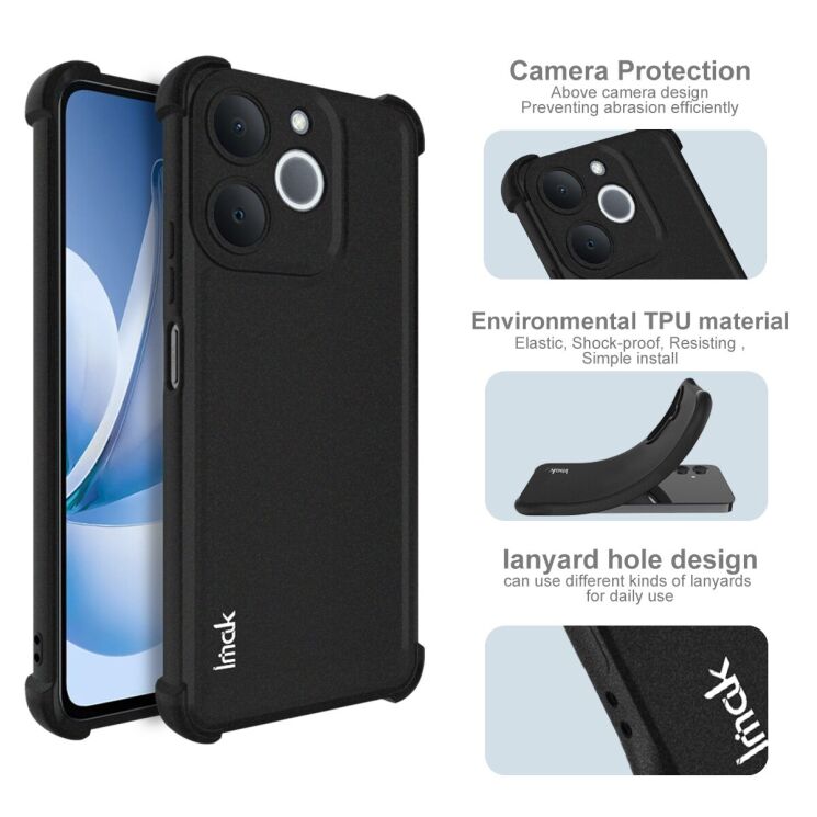 Захисний чохол IMAK Airbag Sand Case для Realme Note 70 - Matte Black: фото 7 з 9