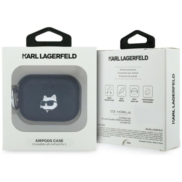 Защитный чехол Karl Lagerfeld Monogram Choupette Head для AirPods Pro 3 (KLAP3PGCHPK) - Black: фото 4 из 4