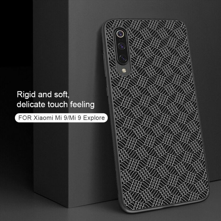 Защитный чехол NILLKIN Synthetic Fiber для Xiaomi Mi 9 - Silver: фото 1 из 17