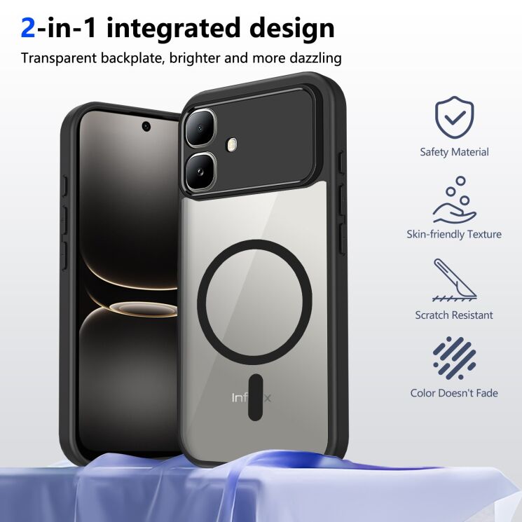 Защитный чехол Reframe Clear Bound with MagSafe для Infinix Smart 20 - Black (411220B) Защитный чехол Reframe Clear Bound with MagSafe для Infinix Smart 20 - Black: фото 2 из 5