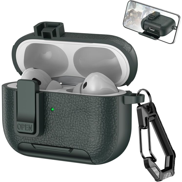 Захисний чохол Reframe Leather Texture для Apple AirPods Pro 2 - Army Green (306054AG) Захисний чохол Reframe Leather Texture для Apple AirPods Pro 2 - Army Green: фото 1 з 7