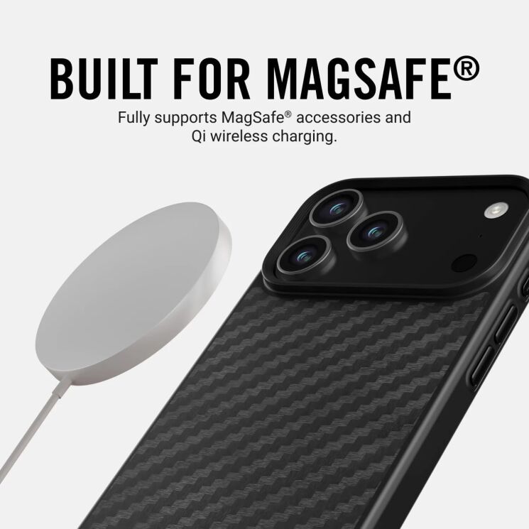 Защитный чехол Ridge Carbon Case with Magsafe для iPhone 17 Pro (A0349) - Black: фото 5 из 6