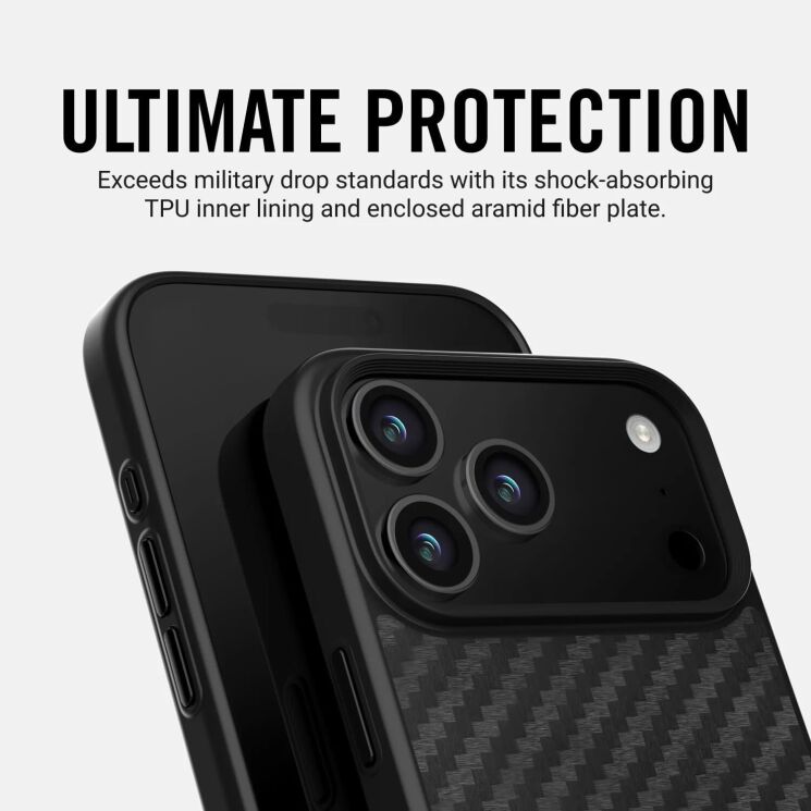 Защитный чехол Ridge Carbon Case with Magsafe для iPhone 17 Pro (A0349) - Black: фото 4 из 6