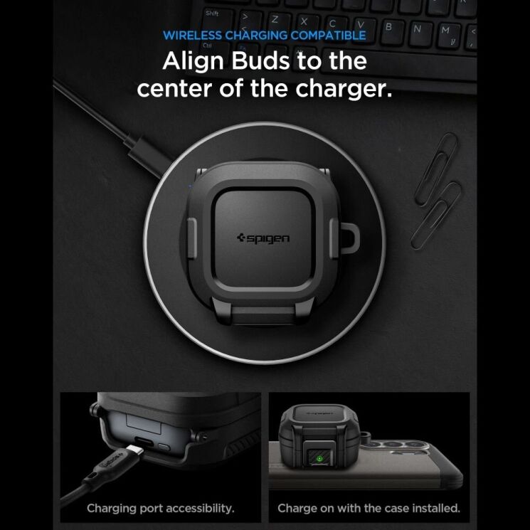 Защитный чехол Spigen Lock Fit для Samsung Galaxy Buds 4 / Buds 4 Pro (ACS11202) - Matte Black: фото 10 из 12