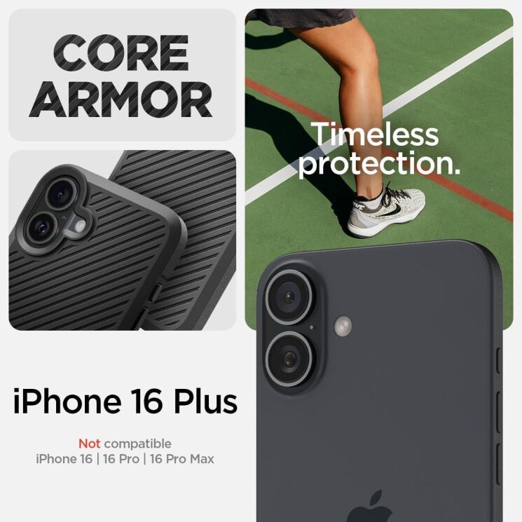 Защитный чехол Spigen (SGP) Core Armor для Apple iPhone 16 Plus (ACS08090) - Matte Black: фото 12 из 12