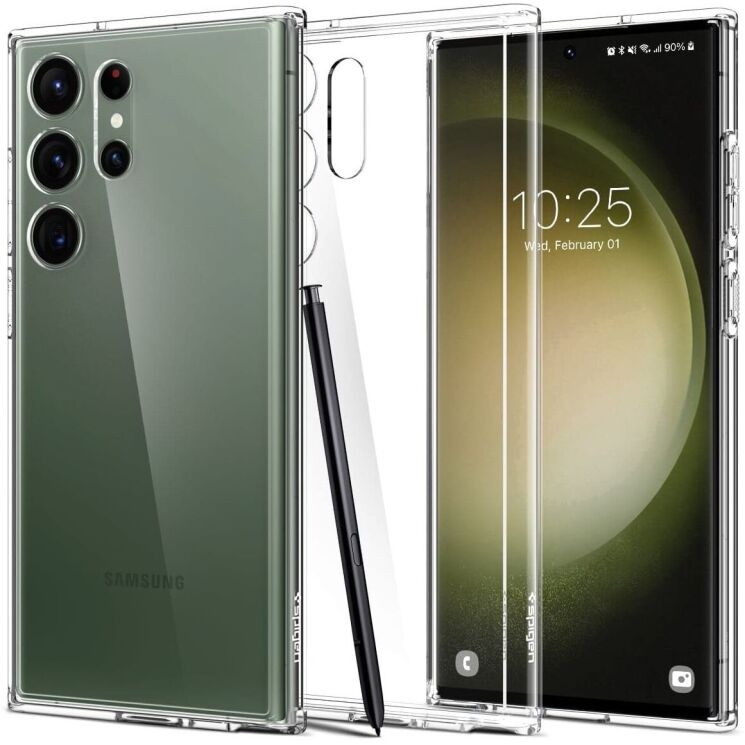Захисний чохол Spigen (SGP) Crystal Hybrid для Samsung Galaxy S23 Ultra (S918) ACS05646 - Crystal Clear: фото 1 з 16