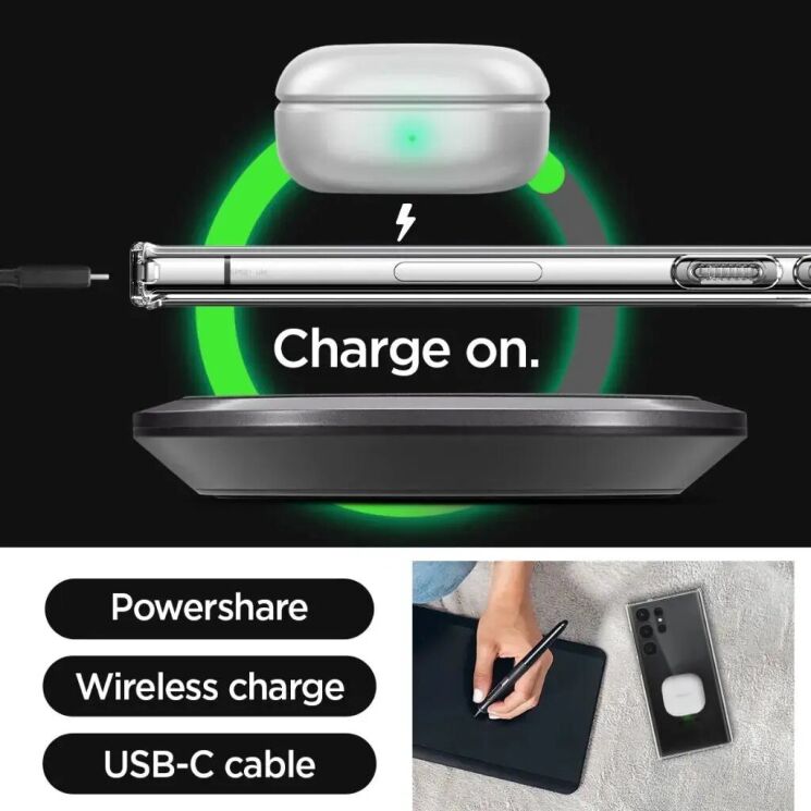 Захисний чохол Spigen (SGP) Crystal Hybrid для Samsung Galaxy S23 Ultra (S918) ACS05646 - Crystal Clear: фото 16 з 16