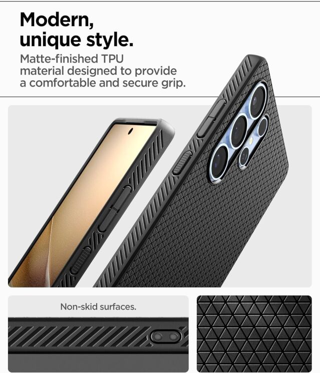 Захисний чохол Spigen (SGP) Liquid Air для Samsung Galaxy S25 Ultra (S938) ACS08953 - Black: фото 15 з 18
