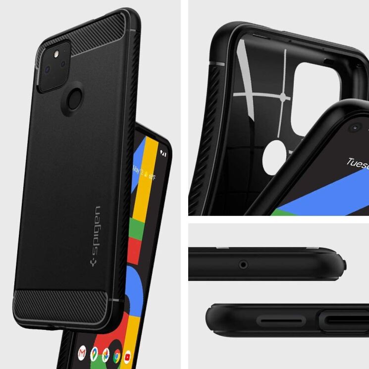 Защитный чехол Spigen (SGP) Rugged Armor для Google Pixel 4a 5G - Matte Black: фото 10 из 15