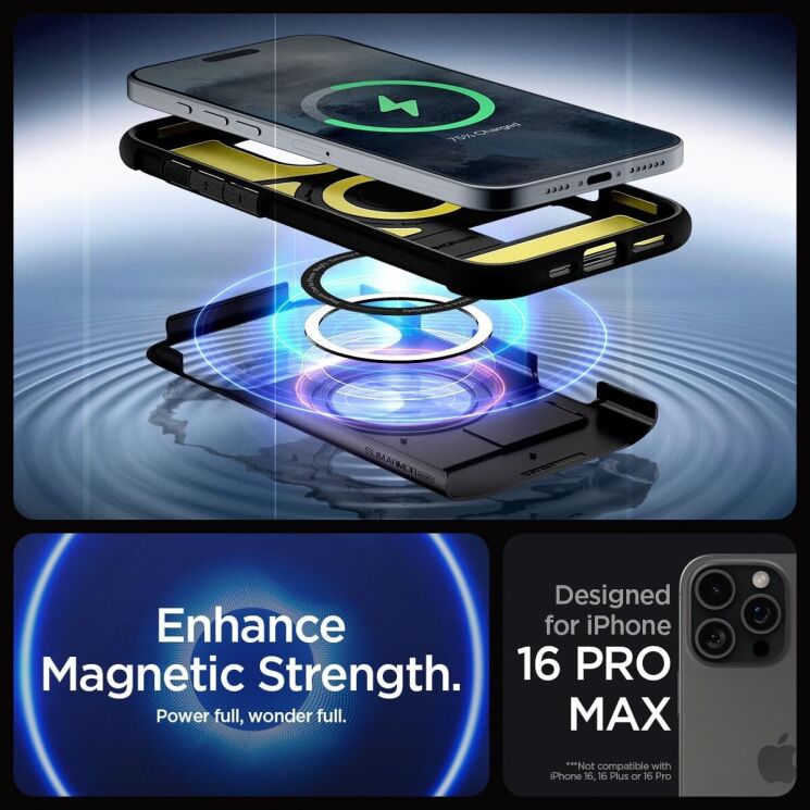 Захисний чохол Spigen (SGP) Slim Armor (MagFit) для Apple iPhone 16 Pro Max - Black: фото 12 з 17