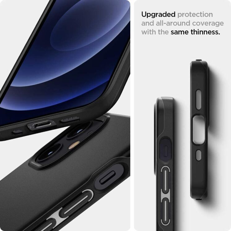 Защитный чехол Spigen (SGP) Thin Fit для Apple iPhone 12 mini - Black: фото 16 из 18