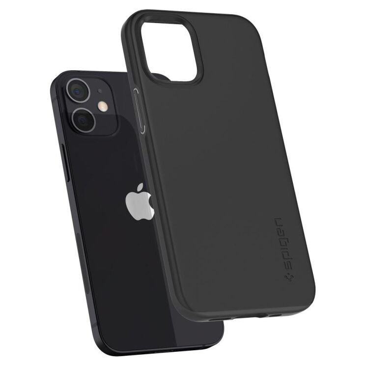 Защитный чехол Spigen (SGP) Thin Fit для Apple iPhone 12 mini - Black: фото 7 из 18