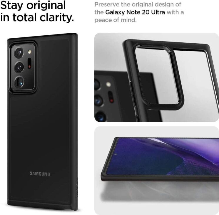 Защитный чехол Spigen (SGP) Ultra Hybrid для Samsung Galaxy Note 20 Ultra (N985) ACS01394 - Matte Black: фото 9 из 10