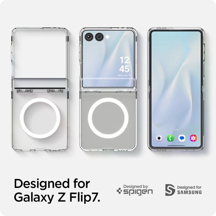 Защитный чехол Spigen (SGP) Ultra Hybrid Pro (MagFit) для Samsung Galaxy Flip 7 (ACS09559) - Clear / White: фото 19 из 24
