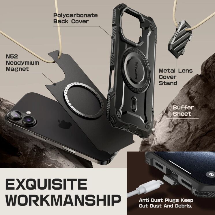 Защитный чехол Supcase Unicorn Beetle MAG XT MagSafe для Apple iPhone 16 Pro (843439150478) - Black: фото 8 из 12