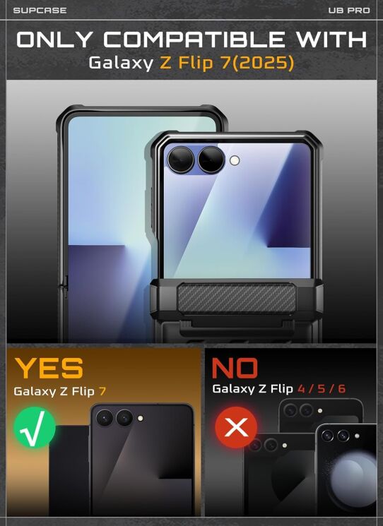 Захисний чохол Supcase Unicorn Beetle Pro Rugged Case with Belt Clip для Samsung Galaxy Flip 7 (843439158900) - Black: фото 5 з 12