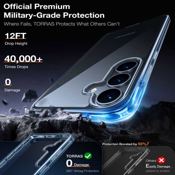 Защитный чехол TORRAS Guardian для Samsung Galaxy S26 Plus - Clear: фото 4 из 6