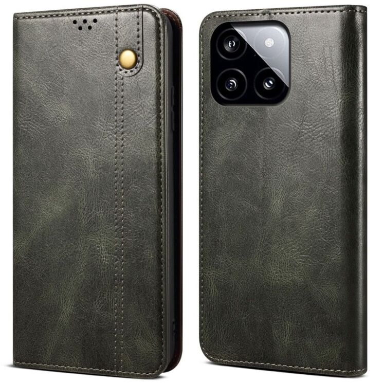 Защитный чехол UniCase Leather Wallet для Xiaomi Poco F6 Pro - Green: фото 1 из 7