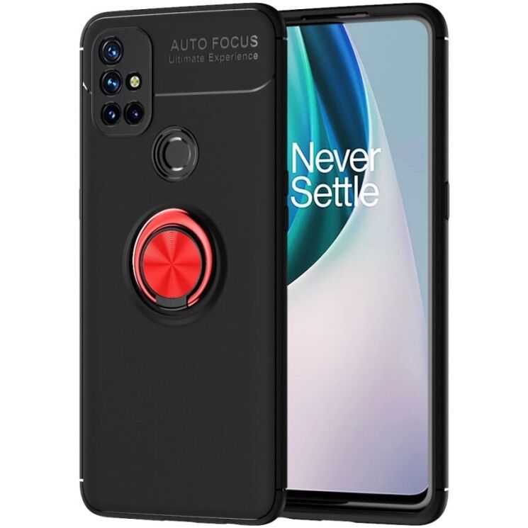 Защитный чехол UniCase Magnetic Ring для OnePlus Nord N10 - Black / Red: фото 1 из 10