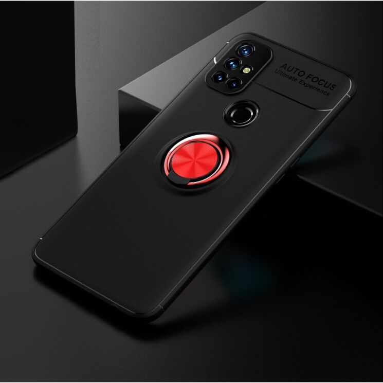 Защитный чехол UniCase Magnetic Ring для OnePlus Nord N10 - Black / Red: фото 2 из 10