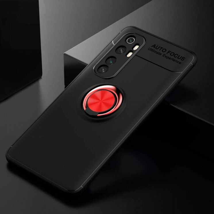Чехол с магнитным кольцом UniCase Magnetic Ring для Xiaomi Mi Note 10 Lite - Black / Red: фото 2 из 6