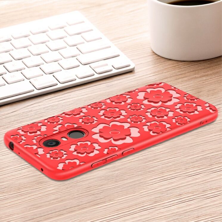 Силиконовый чехол UniCase 3D Flower Series для Xiaomi Redmi 5 - Red: фото 2 из 4