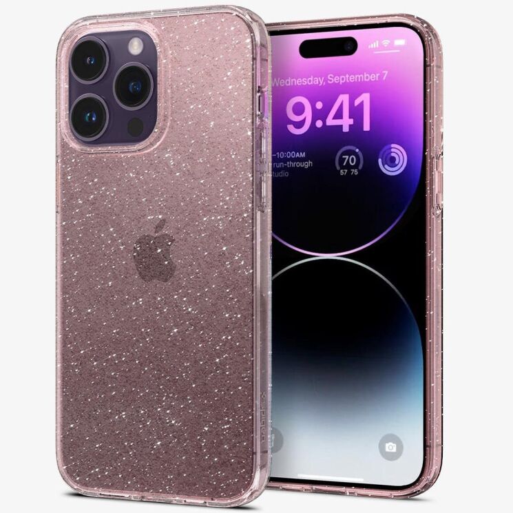 Защитный чехол Spigen (SGP) Liquid Crystal Glitter для Apple iPhone 14 Pro - Rose Quartz: фото 2 из 13