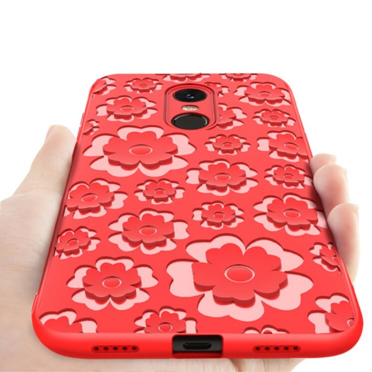 Силиконовый чехол UniCase 3D Flower Series для Xiaomi Redmi 5 - Red: фото 3 из 4