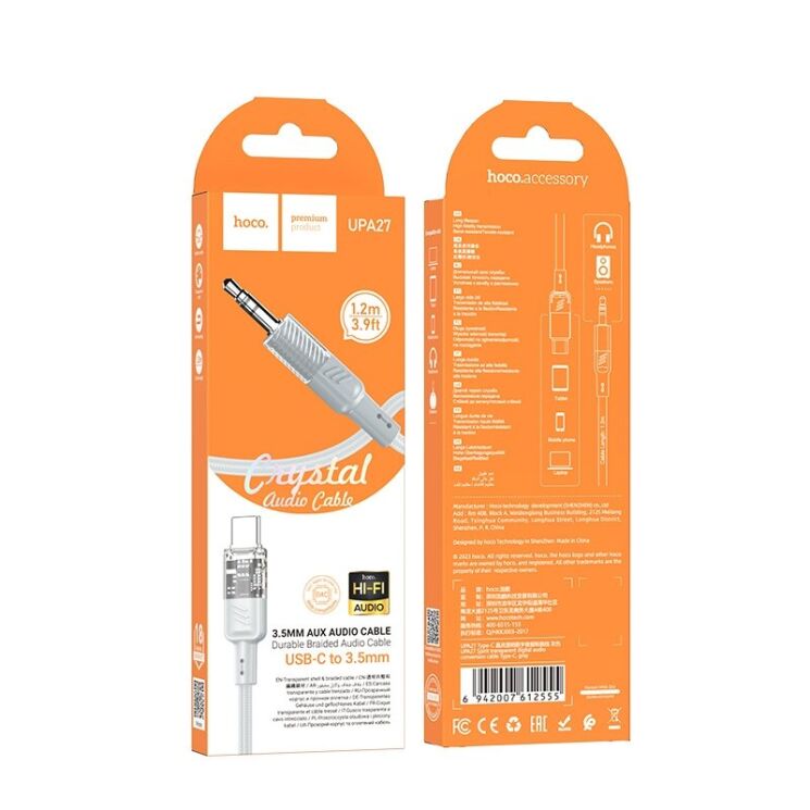 AUX-кабель Hoco UPA27 Type-C to 3.5mm (1.2m) - Gray: фото 3 из 6