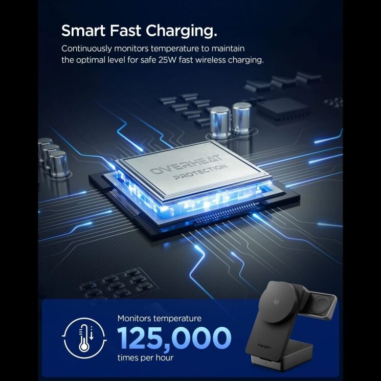 Беспроводное зарядное устройство Spigen Foldable Wireless Charger Stand (Mag Fit) 25W QI2.2 (ACH10398) - Black: фото 12 из 13